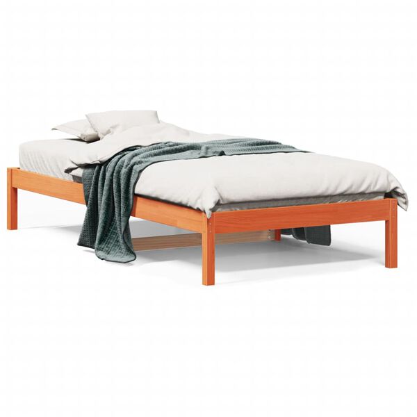 vidaXL Sof&aacute; cama sin colch&oacute;n madera maciza pino marr&oacute;n cera 80x200 cm