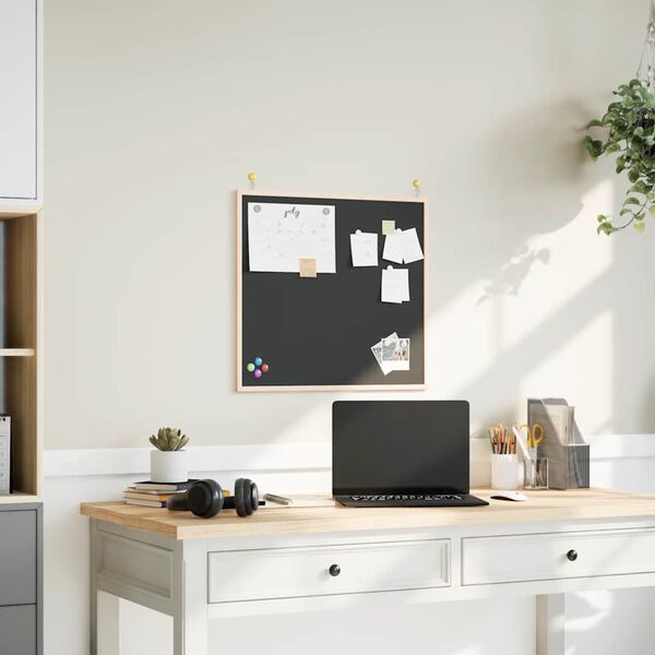 vidaXL Pizarra con marco de madera maciza de pino negra 60x55 cm