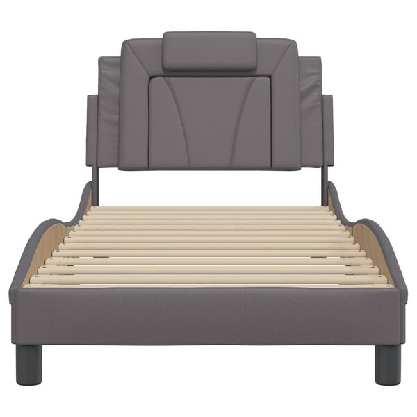 vidaXL Estructura de cama Viana sin colch&oacute;n cuero sint&eacute;tico gris 80x200 cm
