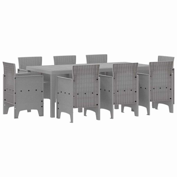 vidaXL Conjunto de Comedor de Jard&iacute;n 9 pcs Gris Claro Polipropileno