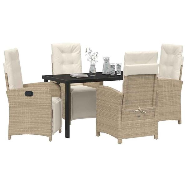 vidaXL Conjunto de Comedor de Jard&iacute;n 5 pcs Beige rat&aacute;n sint&eacute;tico