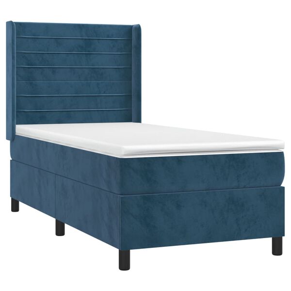 vidaXL Cama box spring con colch&oacute;n terciopelo azul oscuro 90x200 cm