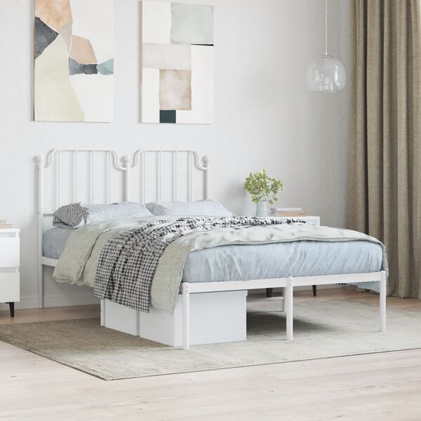 vidaXL Estructura cama sin colch&oacute;n con cabecero metal blanco 120x190cm