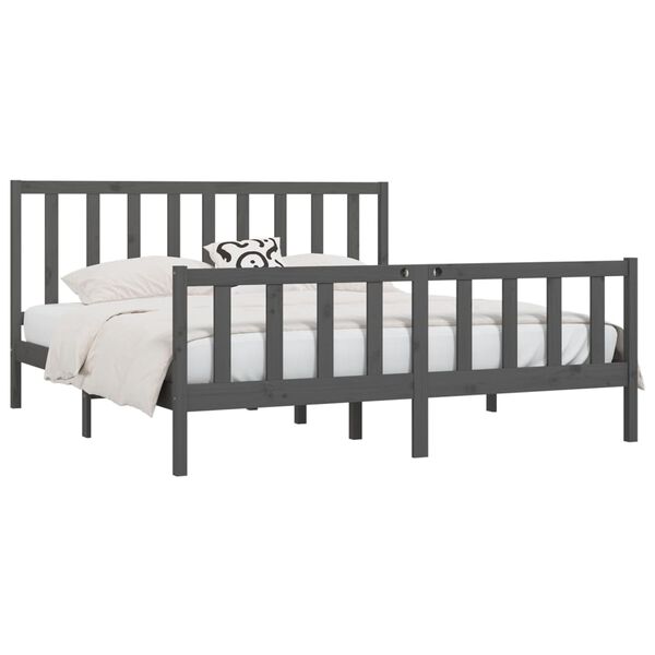 vidaXL Estructura de cama de madera maciza gris 200x200 cm
