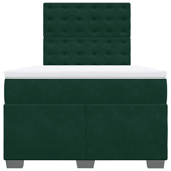 vidaXL Cama box spring con colch&oacute;n terciopelo verde oscuro 120x200 cm