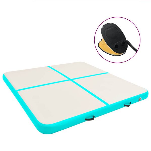 vidaXL Esterilla inflable de gimnasia con bomba PVC verde 200x200x10cm