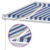 vidaXL Toldo autom&aacute;tico LED sensor de viento azul y blanco 300x250 cm