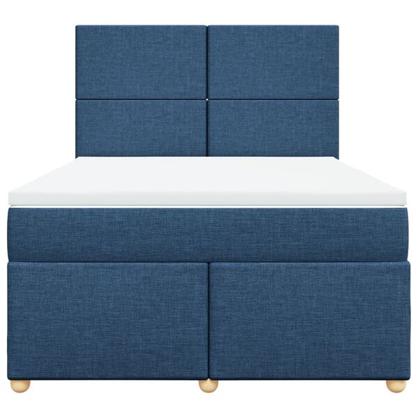 vidaXL Cama box spring con colch&oacute;n tela azul 140x200 cm