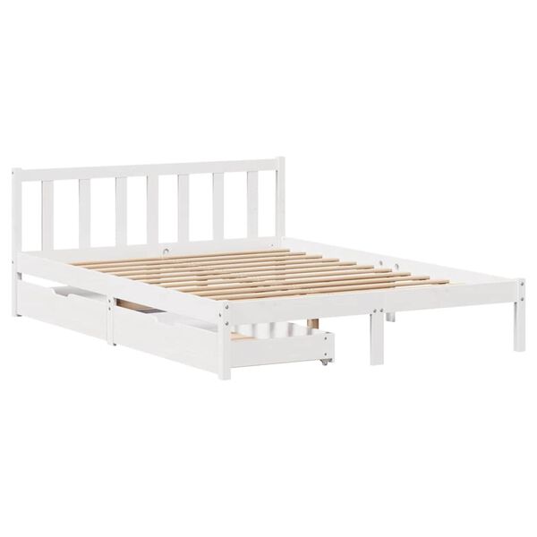 vidaXL Estructura de cama sin colch&oacute;n madera de pino blanca 150x200 cm