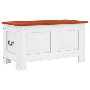 vidaXL Ba&uacute;l de almacenaje con tapa madera de acacia marr&oacute;n y blanco