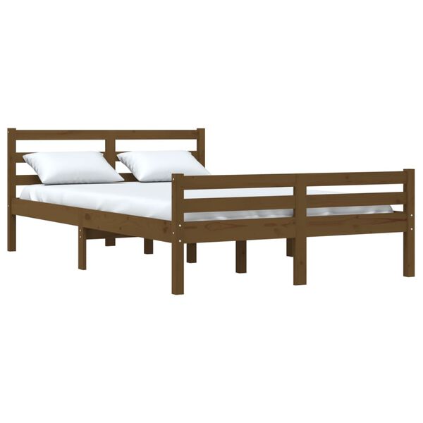 vidaXL Estructura cama sin colch&oacute;n madera maciza marr&oacute;n miel 150x200cm