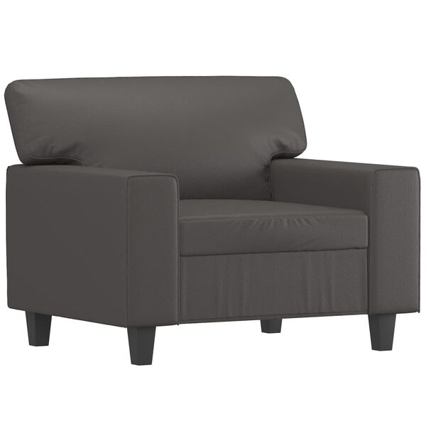 vidaXL Sill&oacute;n con taburete cuero sint&eacute;tico gris 60 cm