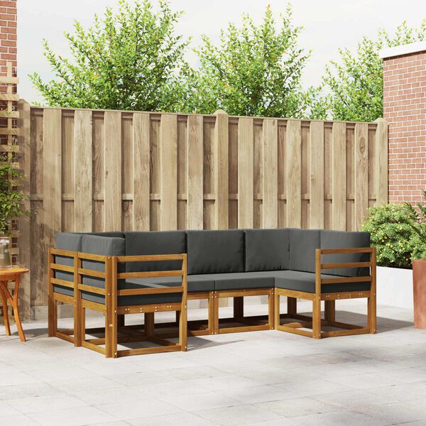 vidaXL Conjunto de sof&aacute;s de exterior 6 pcs Natural y Antracita