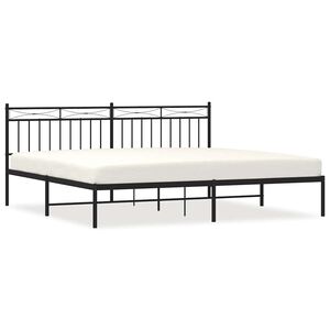 vidaXL Estructura cama sin colch&oacute;n con cabecero metal negro 193x203 cm