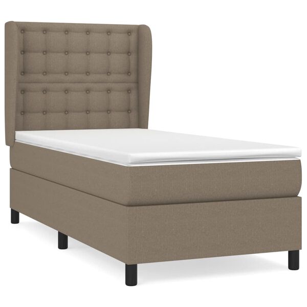 vidaXL Cama box spring con colch&oacute;n tela gris taupe 100x200 cm