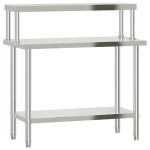 vidaXL Mesa de trabajo para cocina con estante acero inox 110x55x120cm