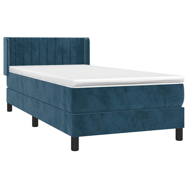 vidaXL Cama box spring con colch&oacute;n terciopelo azul oscuro 90x200 cm