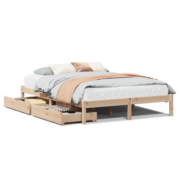 vidaXL Estructura de cama sin colch&oacute;n madera de pino blanca 140x200 cm