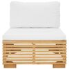 vidaXL Sof&aacute; central jard&iacute;n con cojines madera maciza teca color crema