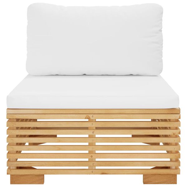 vidaXL Sof&aacute; central jard&iacute;n con cojines madera maciza teca color crema