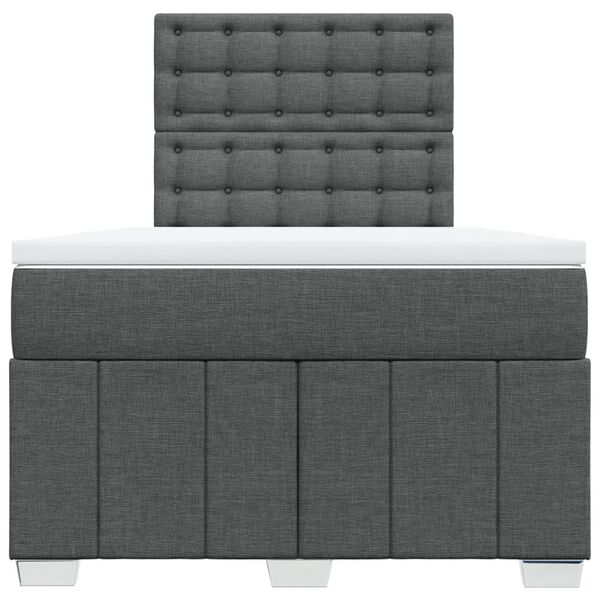 vidaXL Cama box spring con colch&oacute;n tela gris oscuro 120x200 cm