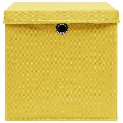 vidaXL Cajas de almacenaje con tapas 10 uds amarillo 28x28x28 cm