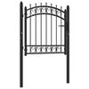 vidaXL Puerta de valla con picos acero negro 100x100 cm