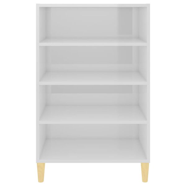 vidaXL Aparador de madera contrachapada blanco brillante 57x35x90 cm