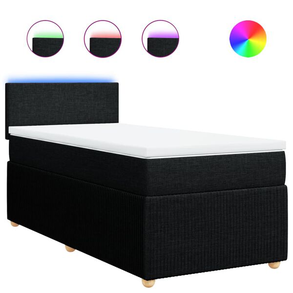 vidaXL Cama box spring con colchón tela negro 100x200 cm