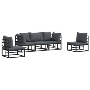 vidaXL Conjunto de sof&aacute;s de jard&iacute;n 5 uds. Negro Aluminio