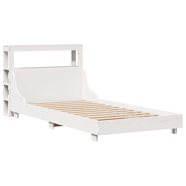 vidaXL Estructura de cama sin colch&oacute;n madera maciza blanca 75x190 cm