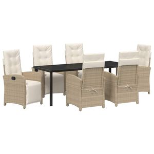 vidaXL Conjunto de Comedor de Jard&iacute;n 7 pcs Beige rat&aacute;n sint&eacute;tico