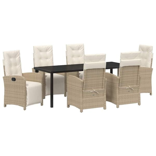 vidaXL Conjunto de Comedor de Jard&iacute;n 7 pcs Beige rat&aacute;n sint&eacute;tico