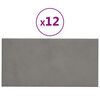vidaXL Paneles de pared 12 uds terciopelo gris claro 30x15 cm 0,54 m²