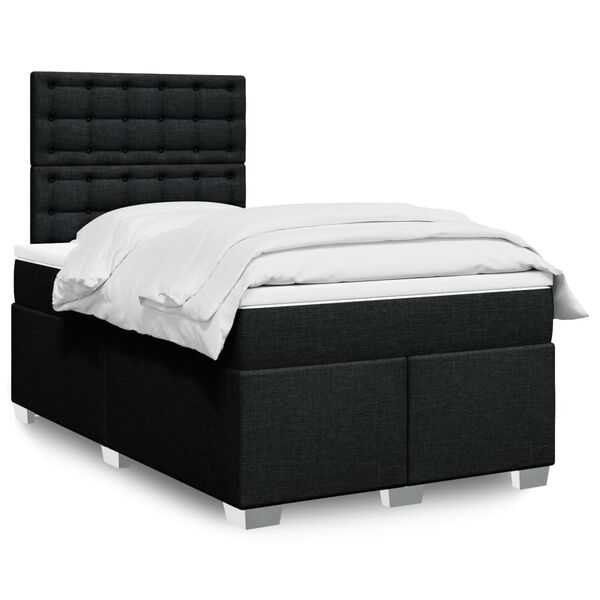 vidaXL Cama box spring con colch&oacute;n tela negro 120x190 cm