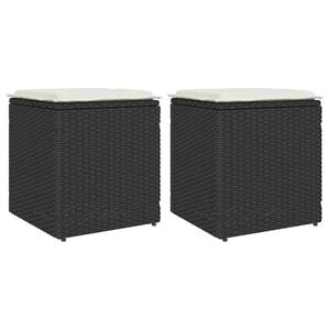 vidaXL Taburetes de jard&iacute;n con cojines 2 uds negro 40x40x43 cm