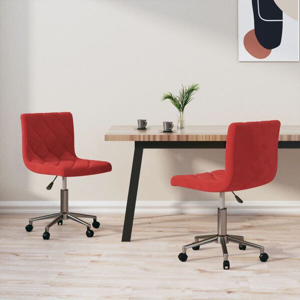 vidaXL Sillas de comedor giratorias 2 unidades terciopelo rojo tinto