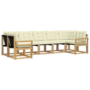 vidaXL Conjunto de sof&aacute;s de exterior con coj&iacute;n 7 pcs Blanco y Crema
