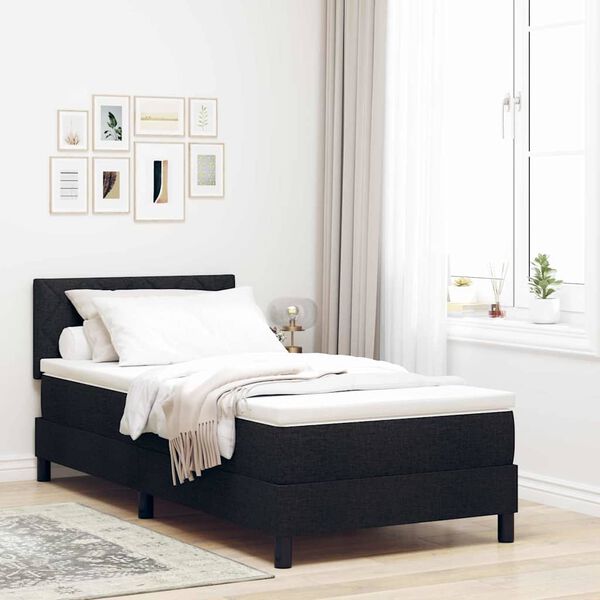 vidaXL Cama tipo Box Spring con colch&oacute;n Negro 90 x 200 cm tela