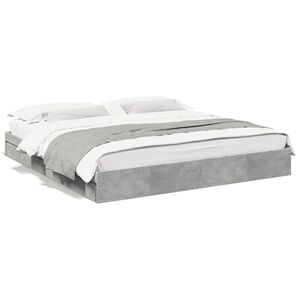 vidaXL Cama con cajones madera ingenier&iacute;a gris hormig&oacute;n 200x200 cm