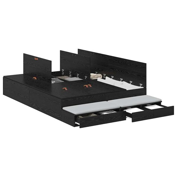 vidaXL Cama con almacenamiento Roble Negro 160 cm Madera contrachapada