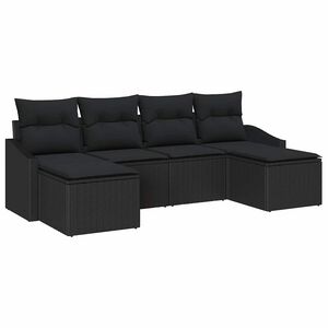 vidaXL Conjunto de Comedor de Jard&iacute;n 6 uds. Negro rat&aacute;n sint&eacute;tico