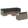 vidaXL Set de sof&aacute;s de jard&iacute;n 10 pzas con cojines rat&aacute;n sint&eacute;tico gris