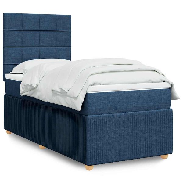 vidaXL Cama box spring con colch&oacute;n tela azul 80x200 cm
