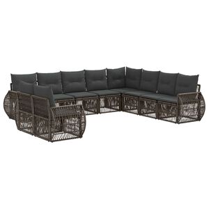 vidaXL Conjunto de sof&aacute;s de jard&iacute;n 10 uds. Gris y Gris Oscuro