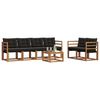 vidaXL Conjunto de sof&aacute;s de exterior con coj&iacute;n 7 pcs Natural y negro