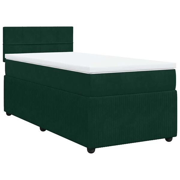 vidaXL Cama box spring con colch&oacute;n terciopelo verde oscuro 100x200 cm