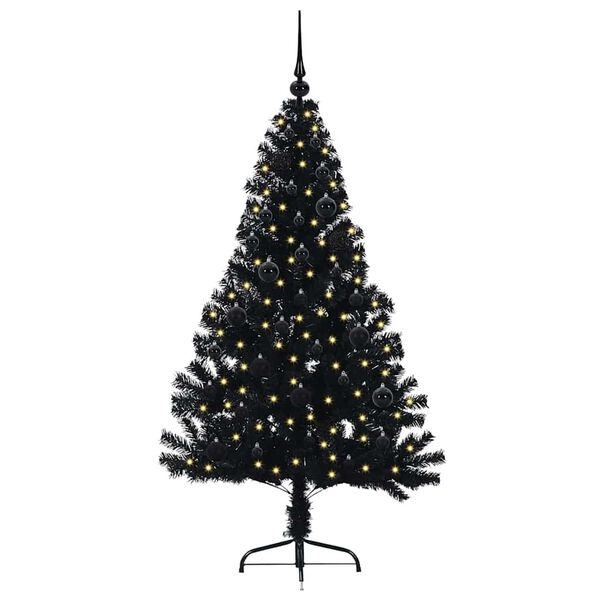 vidaXL &Aacute;rbol de Navidad Artificial Preiluminado Negro 150 cm PVC
