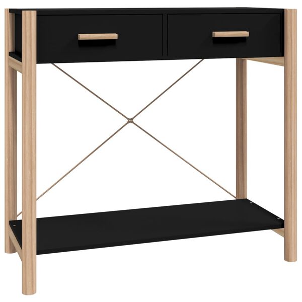 vidaXL Mesa consola de madera contrachapada negro 82x38x75 cm