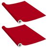 vidaXL L&aacute;minas autoadhesivas muebles 2 uds PVC rojo 500x90 cm